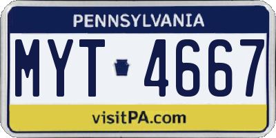 PA license plate MYT4667