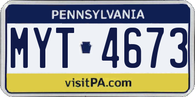 PA license plate MYT4673