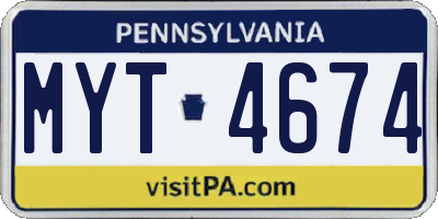 PA license plate MYT4674