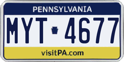 PA license plate MYT4677