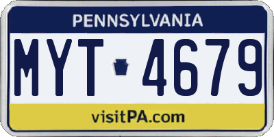 PA license plate MYT4679
