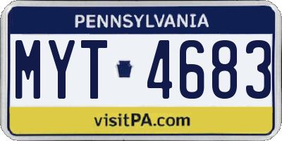 PA license plate MYT4683