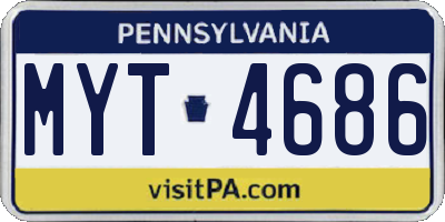 PA license plate MYT4686