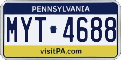 PA license plate MYT4688