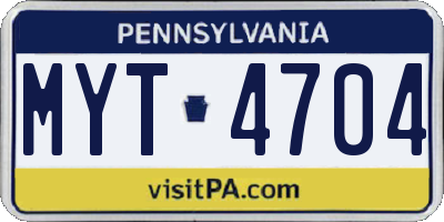 PA license plate MYT4704