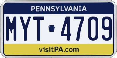 PA license plate MYT4709