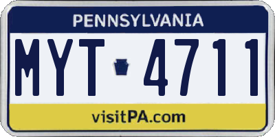 PA license plate MYT4711