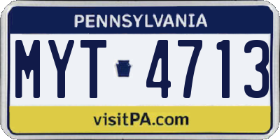 PA license plate MYT4713