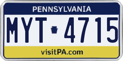 PA license plate MYT4715