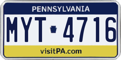 PA license plate MYT4716