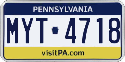 PA license plate MYT4718