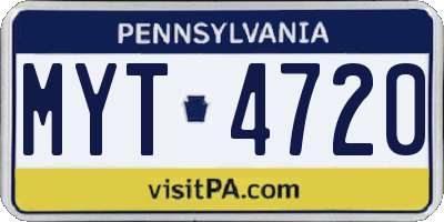 PA license plate MYT4720