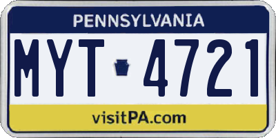PA license plate MYT4721