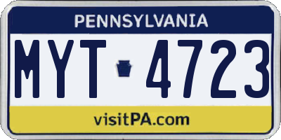 PA license plate MYT4723