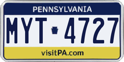 PA license plate MYT4727