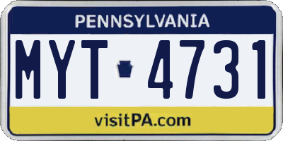 PA license plate MYT4731