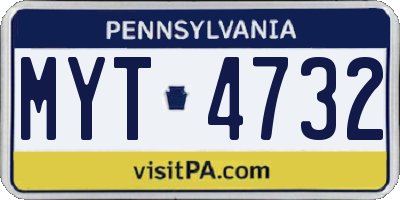 PA license plate MYT4732