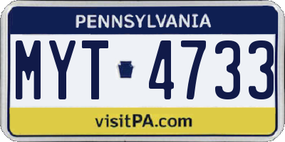 PA license plate MYT4733