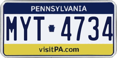 PA license plate MYT4734