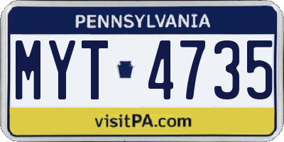 PA license plate MYT4735