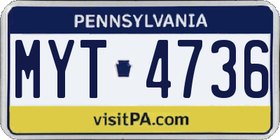 PA license plate MYT4736