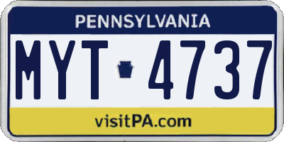 PA license plate MYT4737