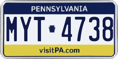 PA license plate MYT4738