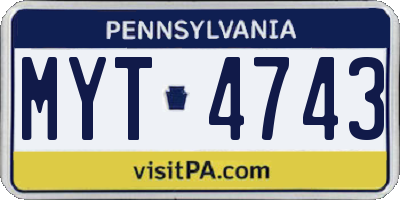 PA license plate MYT4743