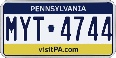 PA license plate MYT4744