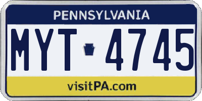 PA license plate MYT4745