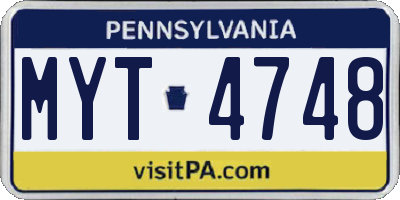 PA license plate MYT4748