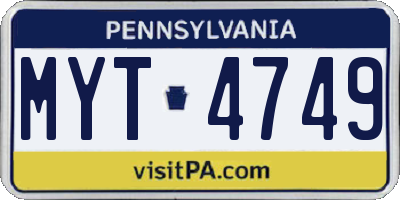PA license plate MYT4749