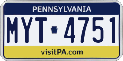 PA license plate MYT4751