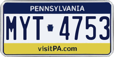 PA license plate MYT4753
