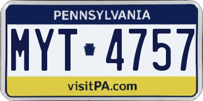 PA license plate MYT4757