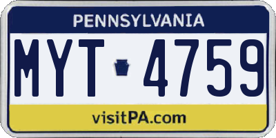 PA license plate MYT4759
