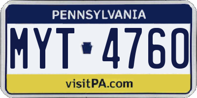 PA license plate MYT4760