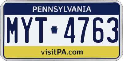 PA license plate MYT4763