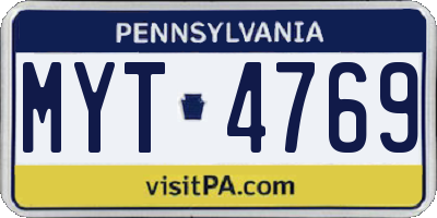 PA license plate MYT4769