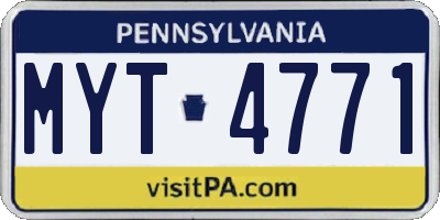 PA license plate MYT4771
