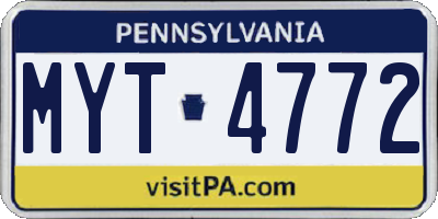 PA license plate MYT4772