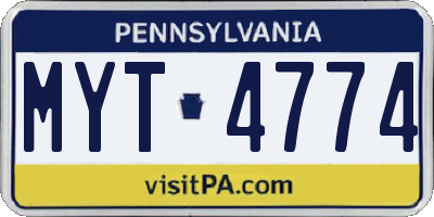 PA license plate MYT4774
