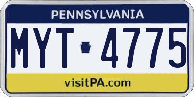 PA license plate MYT4775