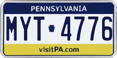 PA license plate MYT4776