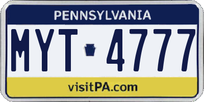 PA license plate MYT4777