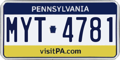 PA license plate MYT4781