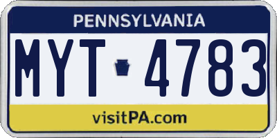 PA license plate MYT4783