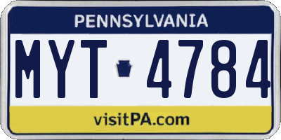 PA license plate MYT4784