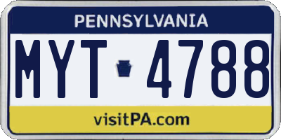 PA license plate MYT4788