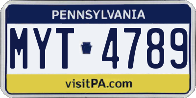 PA license plate MYT4789